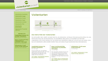 Abbildung der Homepage der Website Visitenkarten-24.org